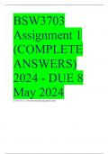 BSW3703 Assignment 1 (COMPLETE ANSWERS) 2024 - DUE 8 May 2024