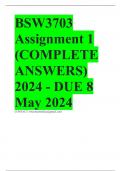 BSW3703 Assignment 1 (COMPLETE ANSWERS) 2024 - DUE 8 May 2024