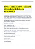 BNSF Vocabulary Test with Complete Solutions Graded A+