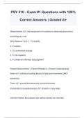 PSY 510 - Exam #1 Questions with 100% Correct Answers | Graded A+