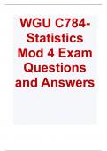 WGU C784-Statistics Mod 4 Exam Questions and Answers