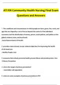 ATI RN Community Health Nursing Final Exam Questions and Answers 2024 / 2025 | 100% Verified Answers