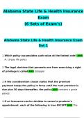 Alabama State Life & Health Insurance Exam (6 Sets of Exam’s)  Questions and Answers (2024 / 2025) (Verified Answers)