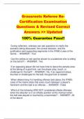 Grassroots Referee ReCertification Examination Questions & Revised Correct  Answers >> Updated  100% Guarantee Pass!!