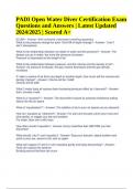 PADI Open Water Diver Certification Exam Questions and Answers Latest Updated 2024/2025 & PADI Open Water Diver Final Exam Questions and Answers Latest Updated 2024/2025 Scored A+