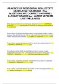 PRACTICE OF RESIDENTIAL REAL ESTATE EXAM LATEST EXAM 2024 | ALL QUESTIONS AND CORRECT ANSWERS | ALREADY GRADED A+ | LATEST VERSION (JUST RELEASED)