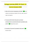 Portage Learning- BIOD 151 Exam 1 & Correct Answers