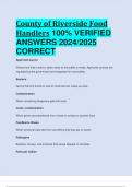 County of Riverside Food Handlers 100% VERIFIED  ANSWERS 2024/2025  CORRECT ALREADY PASSED