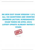 RN HESI EXIT EXAM VERSION 1 (V1)  ALL 160 QUESTIONS AND VERIFIED  ANSWERS (ACTUAL SCREENSHOTS  EXAM TAKEN ON APRIL 2023)  LATEST UPDATE ALREADY RATED 5  STARS