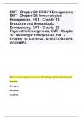 EMT - Chapter 23: OBGYN Emergencies,  EMT - Chapter 20: Immunological  Emergencies, EMT - Chapter 19:  Endocrine and Hematologic  Emergencies, EMT - Chapter 22:  Psychiatric Emergencies, EMT - Chapter  17: Neurologic Emergencies, EMT - Chapter 16: Cardiov