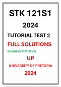 Business Statistics Tutorial Test 2 UP  STK 121 S1 2024 