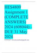 HES4809 Assignment 1 (COMPLETE ANSWERS) 2024 (608044) - DUE 31 May 2024