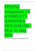 TPS3703 Assignment 1A (COMPLETE ANSWERS) 2024 (548158) - DUE 31 May 2024