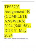 TPS3703 Assignment 1B (COMPLETE ANSWERS) 2024 (548158) - DUE 31 May 2024