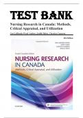 Test Bank for Nursing Research in Canada: Methods, Critical Appraisal, and Utilization 4TH EDITION LoBiondo-Wood 9781771720984 Chapter 1-20 | Complete Guide A+