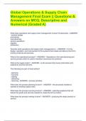 Global Operations & Supply Chain Management Final Exam || Questions & Answers on MCQ, Descriptive and Numerical (Graded A)