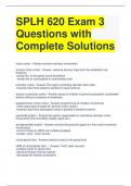 SPLH 620 Exam 3 Questions with Complete Solutions