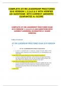 COMPLETE ATI RN LEADERSHIP PROCTORED 2019 VERSION 1, 2,3,4,5 & 6 WITH VERIFIED 420 QUESTIONS WITH CORRECT ANSWERS GUARANTEE A+ SCORE