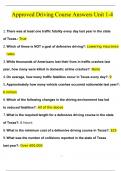 Approved Driving Course Answers Unit 1-4 Questions and Answers (2024 / 2025) (Verified Answers)