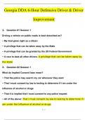 Georgia DDA 6-Hour Defensive Driver & Driver Improvement Questions and Answers (2024 / 2025) (Verified Answers)