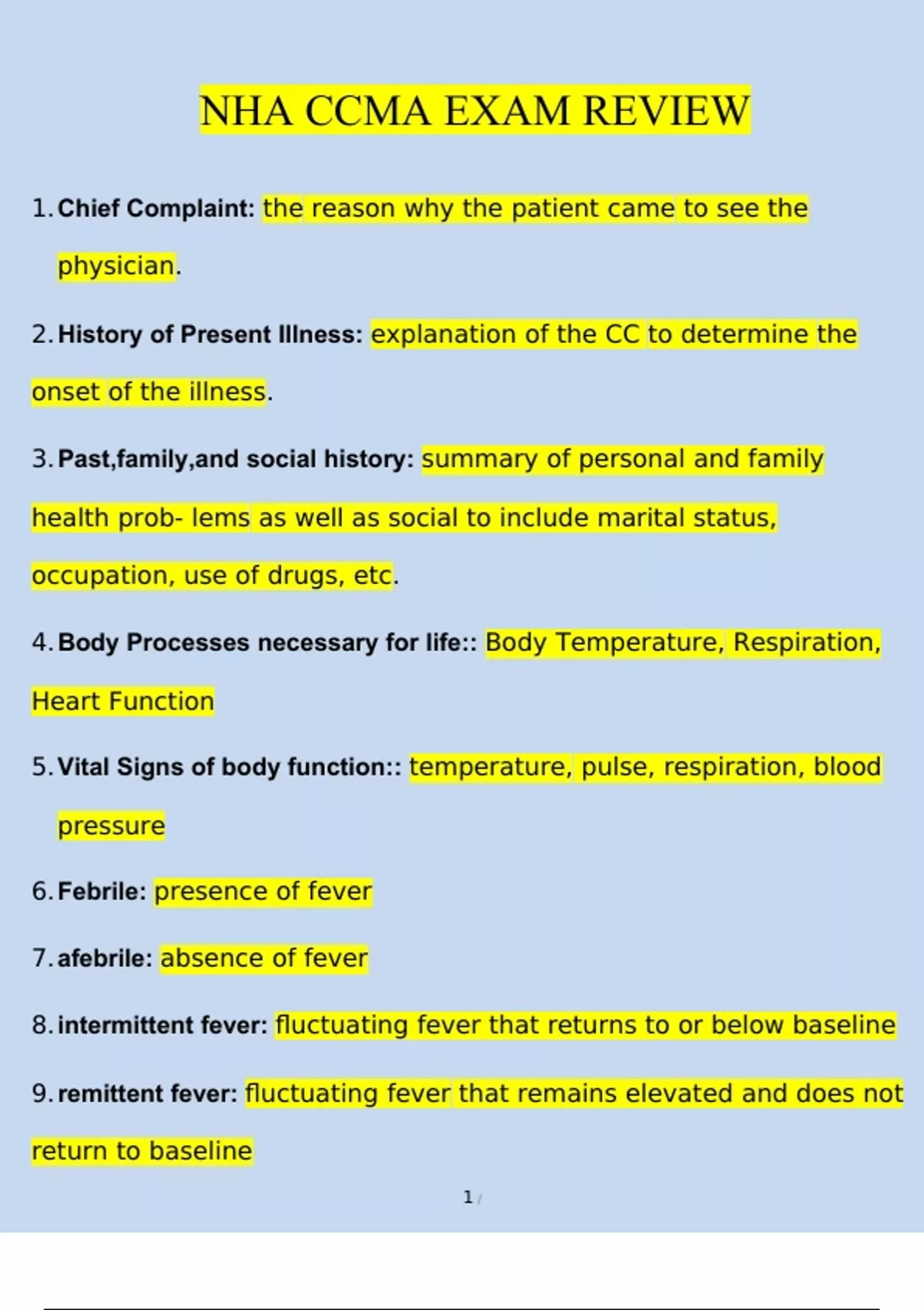 NHA CCMA EXAM REVIEW Questions With Correct Answers Latest Update 2024/ ...