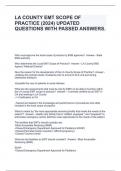 LA COUNTY EMT SCOPE OF PRACTICE (2024) UPDATED QUESTIONS WITH PASSED ANSWERS.