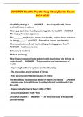 2010PSY Health Psychology StudyGuide Exam 2024-2025
