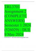 TRL3701 Assignment 2 (COMPLETE ANSWERS) Semester 1 2024 (526029) - DUE 9 May 2024