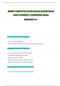 BRMP CERTIFICATION EXAM QUESTIONS  AND CORRECT ANSWERS 2024  GRADED A+
