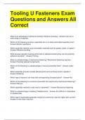 Tooling U Fasteners Exam Questions and Answers All Correct