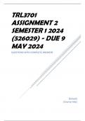 TRL3701 Assignment 2 Semester 1 2024 (526029) - DUE 9 May 2024