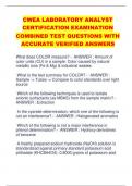 CWEA LABORATORY ANALYST  CERTIFICATION EXAMINATION  COMBINED TEST QUESTIONS WITH  ACCURATE VERIFIED ANSWERS