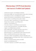 Pharmacology ATI PN Exam Questions And Answers (Verified And Updated)