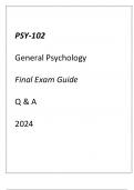 (GCU) PSY-102 GENERAL PSYCHOLOGY FINAL EXAM GUIDE Q & A 2024.