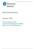 A LEVEL EDEXCEL FURTHER MATHS CORE PURE MATHS PAPER 1 2023 MARK SCHEME