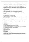 FUNDAMENTALS OF NURSING FINAL EXAM REVIEW