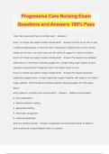 Progressive Care Nursing Exam Questions and Answers 100% Pass