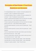 Principles of Real Estate 1 Final Exam Questions and Answers