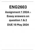 ENG2603 ASSIGNMENT 1 2024 ESSAY ANSWERS ON QUESTION 1 & 2