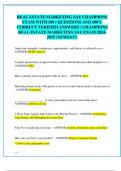 REAL ESTATE MARKETING SAE CHAMPIONS  EXAM WITH 100+ QUESTIONS AND 100%  CORRECT VERIFIED ANSWERS / CHAMPIONS  REAL ESTATE MARKETING SAE EXAM 2024- 2025 (NEWEST!)