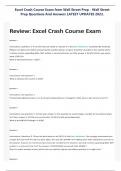 Excel Crash Course Exam from Wall Street Prep - Wall Street Prep Questions And Answers LATEST UPDATES 2023.