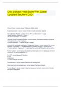  Oral Biology Final Exam With Latest Updated Solutions 2024