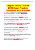 Oregon Tattoo License 2024 Exam Practice Questions with Answers