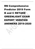 RN Comprehensive  Predictor 2019 Form  B and C RETAKE  GREENLIGHT EXAM  EXPERT VERIFIED  ANSWERS 2019-2020