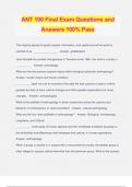 ANT 100 Final Exam Questions and Answers 100% Pass