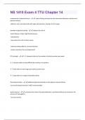 NS 1410 Exam 4 TTU Chapter 14 Questions With Correct Solutions, Already Passed!!