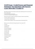 CLFP Exam - Credit Process and Financial Statement: Test Questions with Answers Latest 2024-2025 | Graded A+
