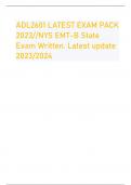 ADL2601 LATEST EXAM PACK 2023//NYS EMT-B State Exam Written. Latest update 2023/2024 