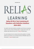 Relias ED RN A Test Containing 62 Questions with Definitive Solutions 2024-2025. 