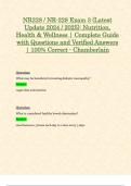 Exam 1, Exam 2 & Exam 3: NR228 / NR-228 (Latest 2024 / 2025 UPDATES STUDY BUNDLE) Nutrition, Health & Wellness Exam Reviews | Questions and Verified Answers | 100% Correct | Grade A - Chamberlain